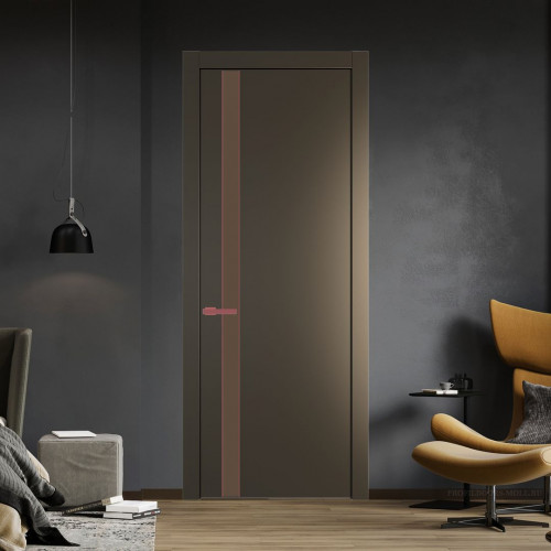 Межкомнатная дверь ProfilDoors 18 PW Перламутр бронза Монохром гляссе молдинг Красный антрацит