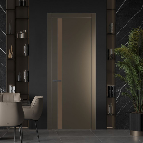 Межкомнатная дверь ProfilDoors 18 PW Перламутр бронза Монохром гляссе молдинг Серая ночь