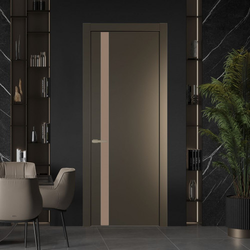 Межкомнатная дверь ProfilDoors 18 PW Перламутр бронза Монохром капучино молдинг Никель матовый