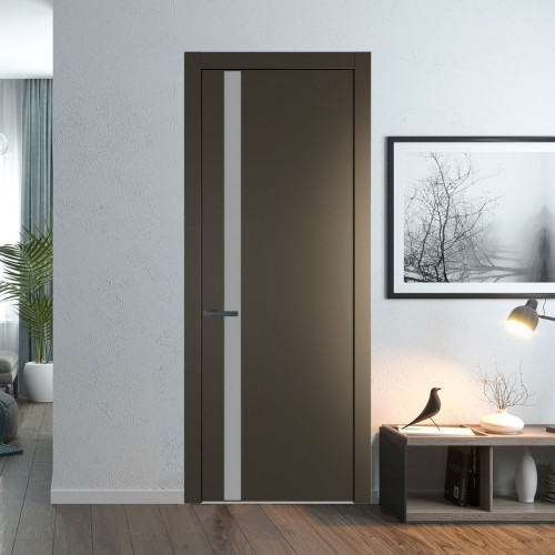 Межкомнатная дверь ProfilDoors 18 PW Перламутр бронза Монохром серый молдинг Серая ночь