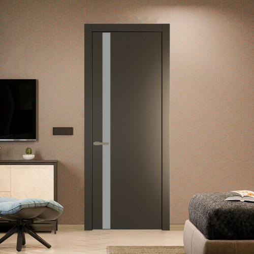 Межкомнатная дверь ProfilDoors 18 PW Перламутр бронза Монохром серый молдинг Шампань