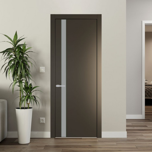 Межкомнатная дверь ProfilDoors 18 PW Перламутр бронза Монохром серый молдинг Зеленый воск