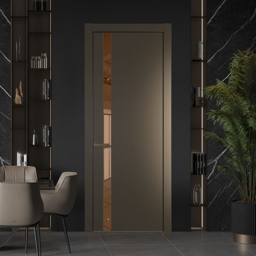 Межкомнатная дверь ProfilDoors 18 PW Перламутр бронза Зеркало Bronza молдинг Деорэ