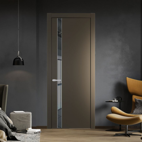 Межкомнатная дверь ProfilDoors 18 PW Перламутр бронза Зеркало Grey молдинг Серебро