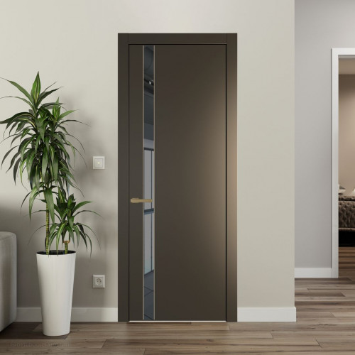 Межкомнатная дверь ProfilDoors 18 PW Перламутр бронза Зеркало Grey молдинг Золото