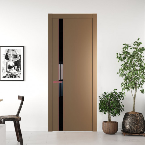 Межкомнатная дверь ProfilDoors 18 PW Перламутр золото Lacobel Черный лак молдинг Красный антрацит