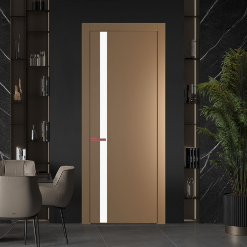 Межкомнатная дверь ProfilDoors 18 PW Перламутр золото Монохром белый просветленный молдинг Красный антрацит