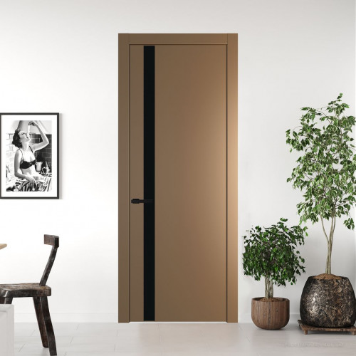 Межкомнатная дверь ProfilDoors 18 PW Перламутр золото Монохром черный молдинг Черный матовый