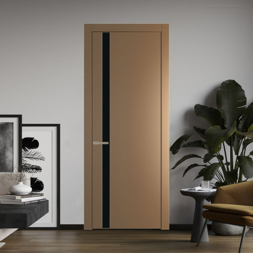 Межкомнатная дверь ProfilDoors 18 PW Перламутр золото Монохром черный молдинг Никель матовый