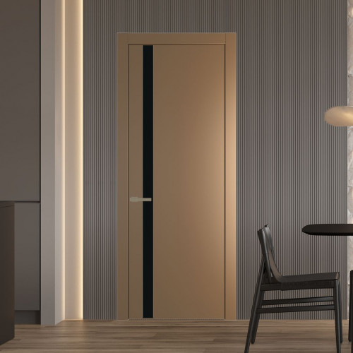 Межкомнатная дверь ProfilDoors 18 PW Перламутр золото Монохром черный молдинг Шампань