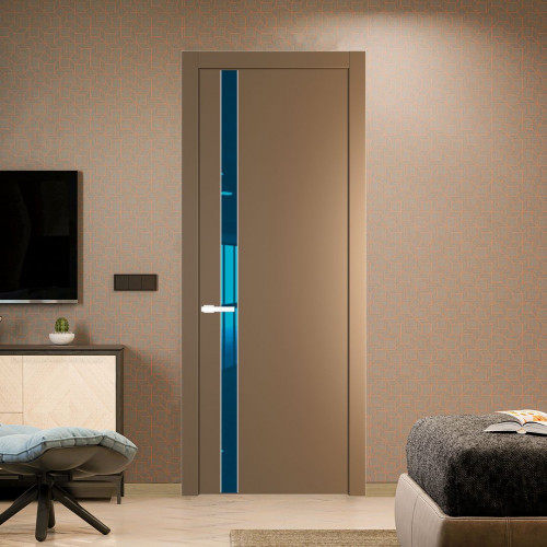 Межкомнатная дверь ProfilDoors 18 PW Перламутр золото Зеркало Blue молдинг Вайт