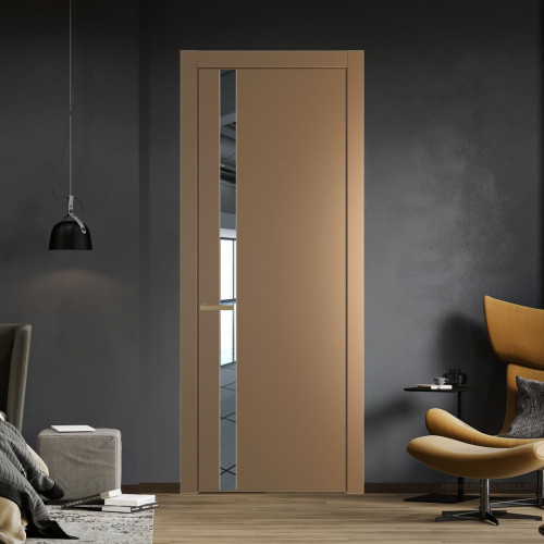 Межкомнатная дверь ProfilDoors 18 PW Перламутр золото Зеркало молдинг Золото