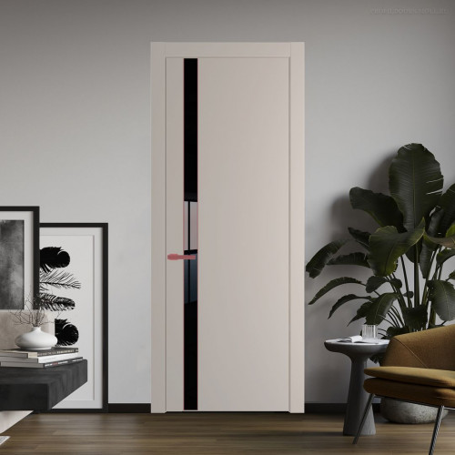 Межкомнатная дверь ProfilDoors 18 PW Сэнд Lacobel Черный лак молдинг Красный антрацит