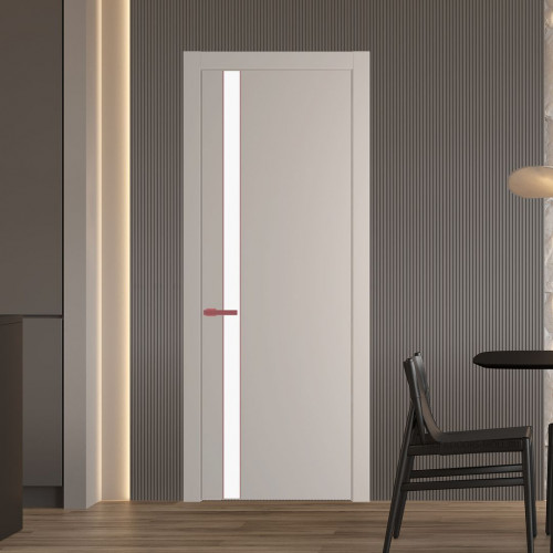 Межкомнатная дверь ProfilDoors 18 PW Сэнд Монохром белый просветленный молдинг Красный антрацит