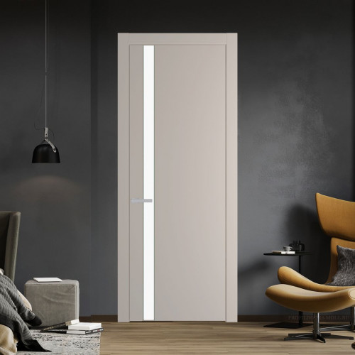 Межкомнатная дверь ProfilDoors 18 PW Сэнд Монохром белый просветленный молдинг Зеленый воск