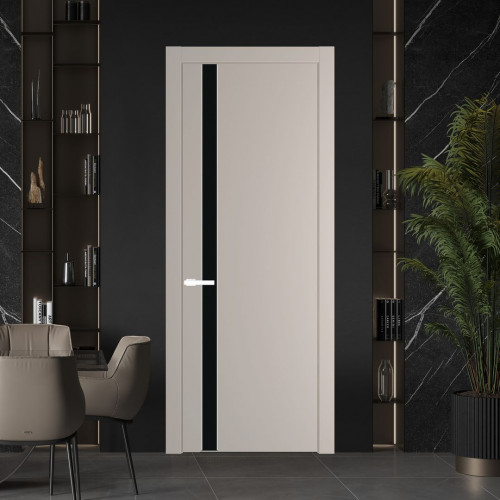 Межкомнатная дверь ProfilDoors 18 PW Сэнд Монохром черный молдинг Вайт
