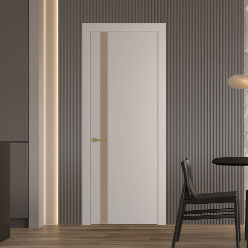 Межкомнатная дверь ProfilDoors 18 PW Сэнд Монохром капучино молдинг Золото