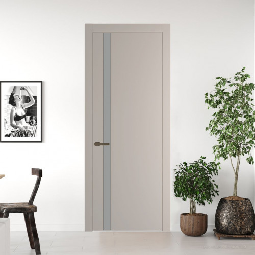 Межкомнатная дверь ProfilDoors 18 PW Сэнд Монохром серый молдинг Деорэ