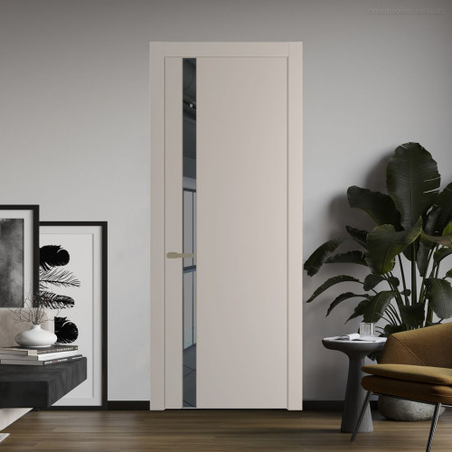 Межкомнатная дверь ProfilDoors 18 PW Сэнд Зеркало Grey молдинг Шампань