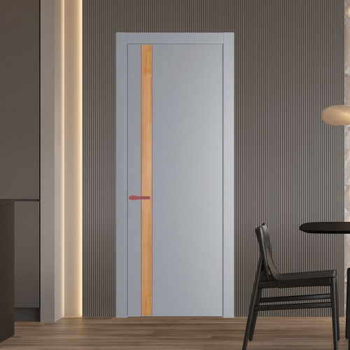 Межкомнатная дверь ProfilDoors 18 PW Смоки Дуб Карамель молдинг Красный антрацит