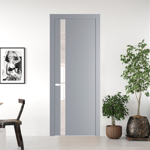 Межкомнатная дверь ProfilDoors 18 PW Смоки Lacobel Перламутровый лак молдинг Вайт