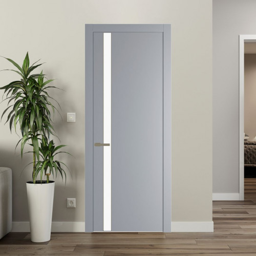 Межкомнатная дверь ProfilDoors 18 PW Смоки Монохром белый просветленный молдинг Шампань