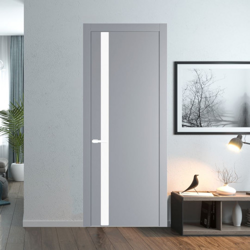 Межкомнатная дверь ProfilDoors 18 PW Смоки Монохром белый просветленный молдинг Вайт