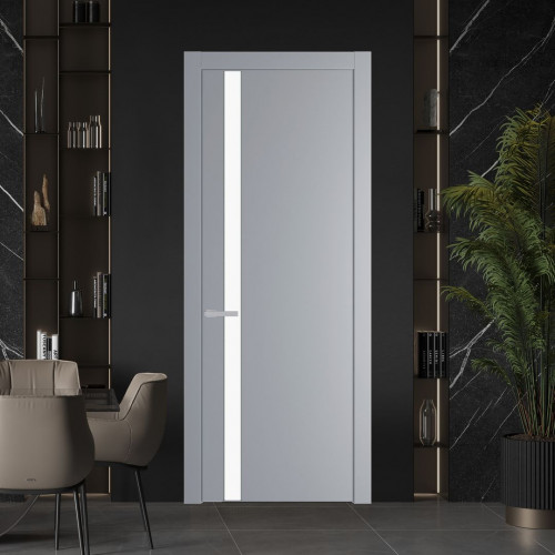 Межкомнатная дверь ProfilDoors 18 PW Смоки Монохром белый просветленный молдинг Зеленый воск