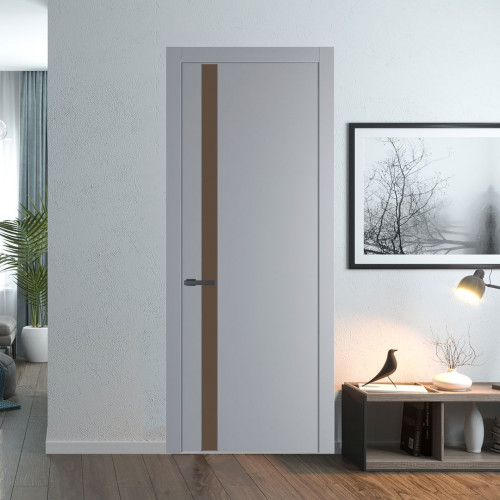 Межкомнатная дверь ProfilDoors 18 PW Смоки Монохром гляссе молдинг Серая ночь