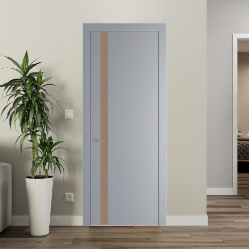 Межкомнатная дверь ProfilDoors 18 PW Смоки Монохром капучино молдинг Никель матовый