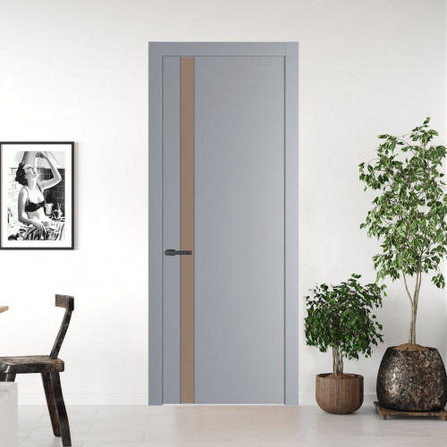 Межкомнатная дверь ProfilDoors 18 PW Смоки Монохром капучино молдинг Серая ночь