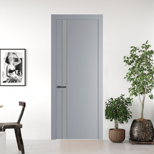Межкомнатная дверь ProfilDoors 18 PW Смоки Монохром серый молдинг Серая ночь