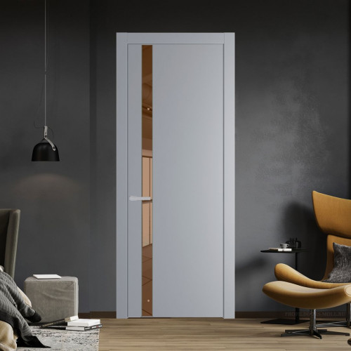 Межкомнатная дверь ProfilDoors 18 PW Смоки Зеркало Bronza молдинг Зеленый воск