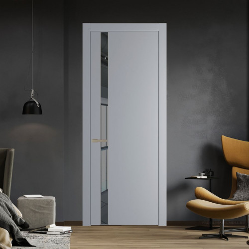 Межкомнатная дверь ProfilDoors 18 PW Смоки Зеркало Grey молдинг Никель матовый