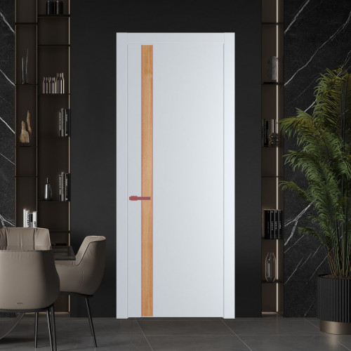 Межкомнатная дверь ProfilDoors 18 PW Вайт Дуб Карамель молдинг Красный антрацит
