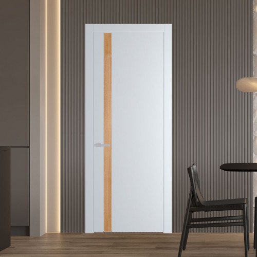 Межкомнатная дверь ProfilDoors 18 PW Вайт Дуб Карамель молдинг Серебро