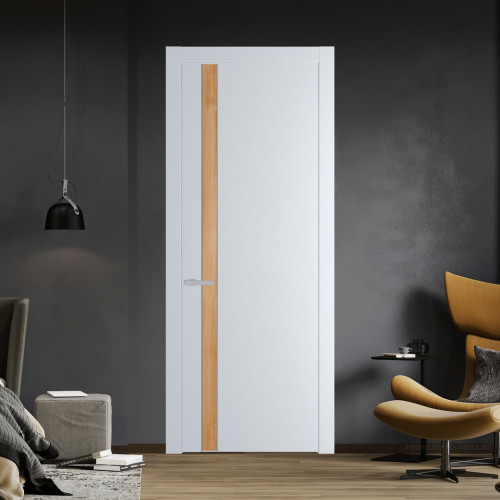 Межкомнатная дверь ProfilDoors 18 PW Вайт Дуб Карамель молдинг Зеленый воск