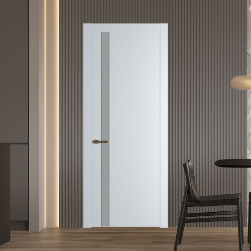 Межкомнатная дверь ProfilDoors 18 PW Вайт Монохром серый молдинг Деорэ
