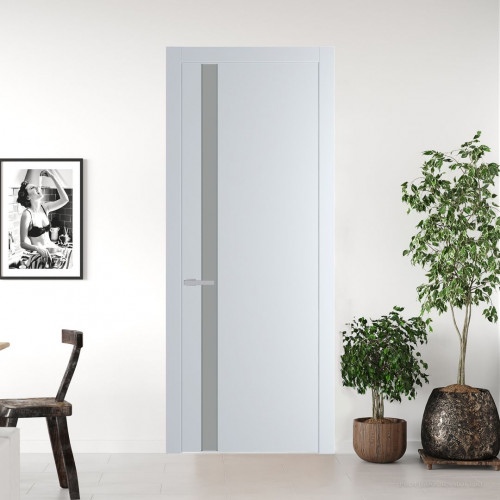 Межкомнатная дверь ProfilDoors 18 PW Вайт Монохром серый молдинг Зеленый воск