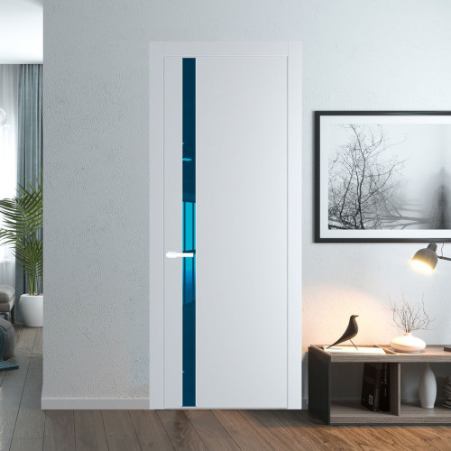 Межкомнатная дверь ProfilDoors 18 PW Вайт Зеркало Blue молдинг Вайт