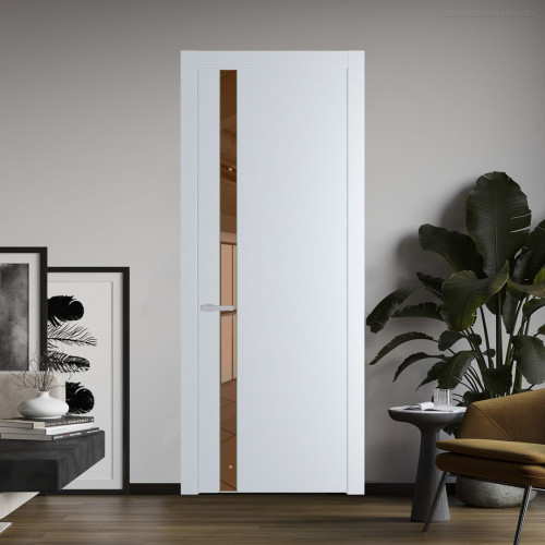 Межкомнатная дверь ProfilDoors 18 PW Вайт Зеркало Bronza молдинг Зеленый воск