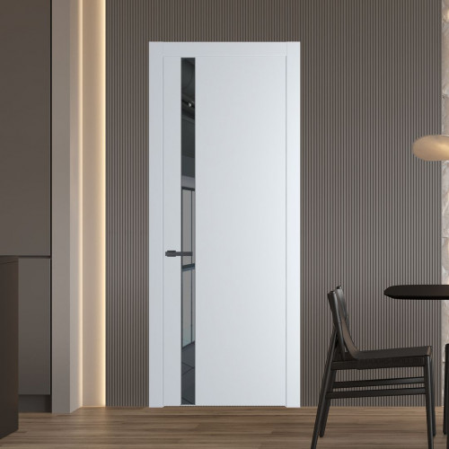 Межкомнатная дверь ProfilDoors 18 PW Вайт Зеркало Grey молдинг Серая ночь