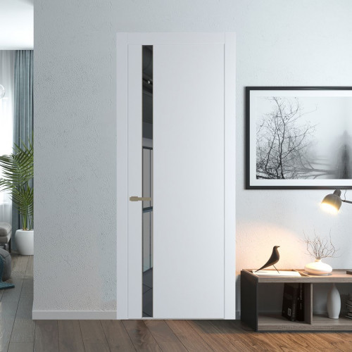 Межкомнатная дверь ProfilDoors 18 PW Вайт Зеркало Grey молдинг Шампань