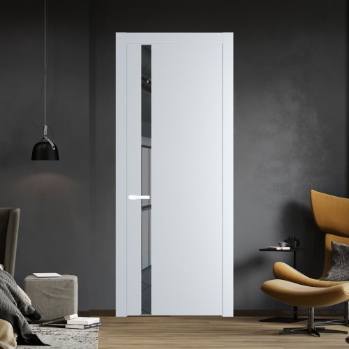 Межкомнатная дверь ProfilDoors 18 PW Вайт Зеркало Grey молдинг Вайт