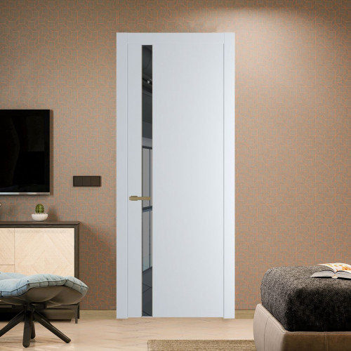 Межкомнатная дверь ProfilDoors 18 PW Вайт Зеркало Grey молдинг Золото