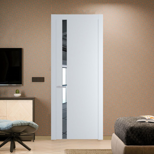 Межкомнатная дверь ProfilDoors 18 PW Вайт Зеркало молдинг Серебро