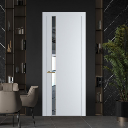 Межкомнатная дверь ProfilDoors 18 PW Вайт Зеркало молдинг Золото