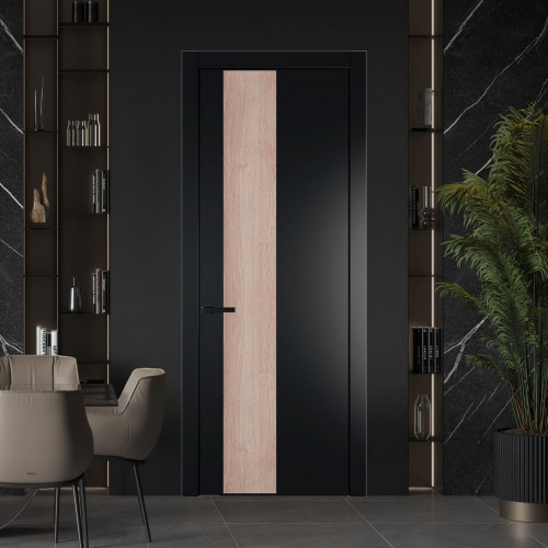 Межкомнатная дверь ProfilDoors 19 PW Блэк Дуб Сонома молдинг Черный матовый
