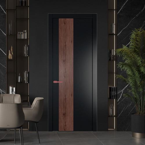Межкомнатная дверь ProfilDoors 19 PW Блэк Дуб Тобакко молдинг Красный антрацит