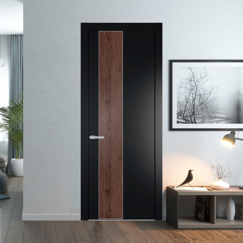 Межкомнатная дверь ProfilDoors 19 PW Блэк Дуб Тобакко молдинг Серебро